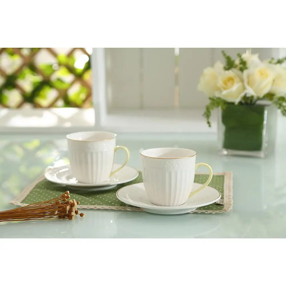GloryStar 2Pcs/Set Embossed Solid Color Gold Color Edged Drinkware(1pc Coffee Cup + 1pc Saucer)
GloryStar 2Pcs/Set Embossed Solid Color Gold Color Edged Drinkware(1pc Coffee Cup + 1pc Saucer)