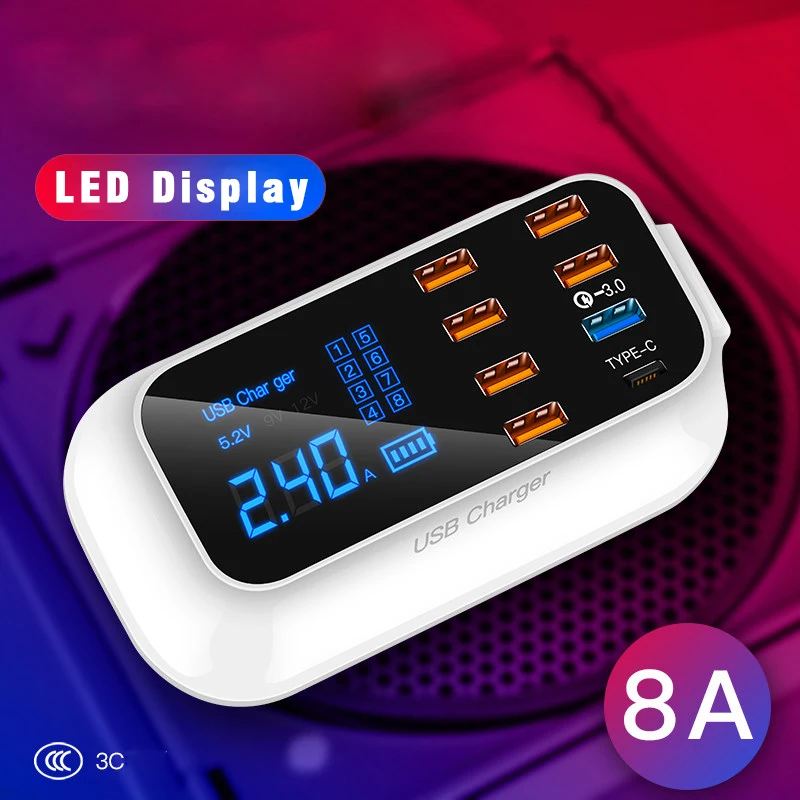 8 Port Multi Quick Charge 3.0 USB Charger Led Display Desktop Adapter Station Dock Fast Charger For xiaomi huawei Android iPhone
8 Port Multi Quick Charge 3.0 USB Charger Led Display Desktop Adapter Station Dock Fast Charger For xiaomi huawei Android iPhone