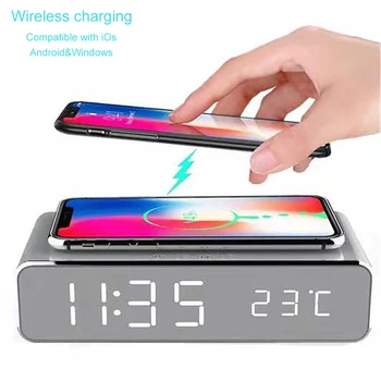 HD LED Luminous Digital Alarm Clock With Wireless Charger Function Desktop Electric Clock Bedroom Decor LED Alarm Clock
HD LED Luminous Digital Alarm Clock With Wireless Charger Function Desktop Electric Clock Bedroom Decor LED Alarm Clock