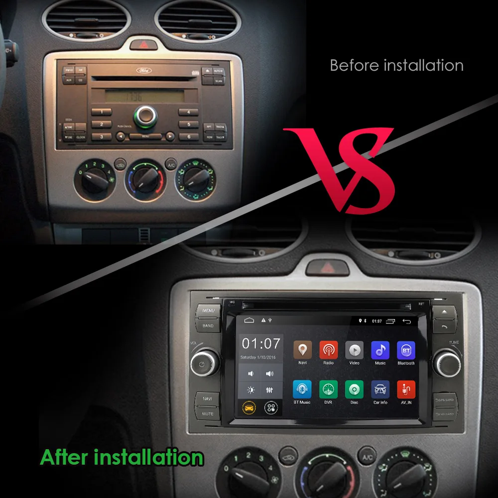 Perfect IPS 2 din Android 9.0 4G 64G Car GPS For Ford Mondeo S-max Focus C-MAX Galaxy Fiesta transit Fusion Connect kuga DVD PLAYER 5