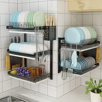 Japanese dish rack wall mounted Kitchen shelf no drilling stainless steel drying plate bowl chopsticks storage dish drainer
Japanese dish rack wall mounted Kitchen shelf no drilling stainless steel drying plate bowl chopsticks storage dish drainer