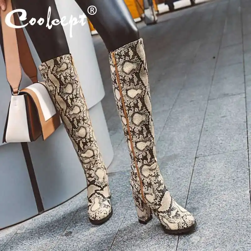 Coolcept 4 Colors Winter Warm Snakeskin Pattern Knee High Boots Pointed Toe Zipper High Heels Shoes Woman Sexy Boots Size 34-43
Coolcept 4 Colors Winter Warm Snakeskin Pattern Knee High Boots Pointed Toe Zipper High Heels Shoes Woman Sexy Boots Size 34-43