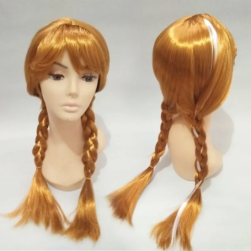 

Anna Elsa Wig for Girls Cartoon Dress up Party Accessories Children Rayon Braid Headwear Kids Holloween Supply Princess Hair Wig