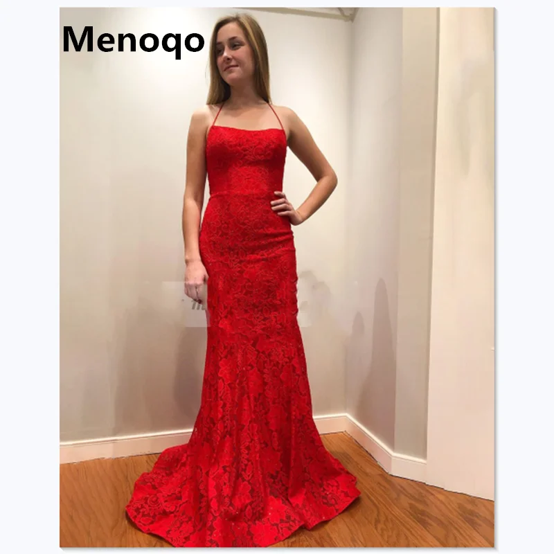 Фото Элегантные красные вечерние платья 2020 длинные на тонких бретельках для
