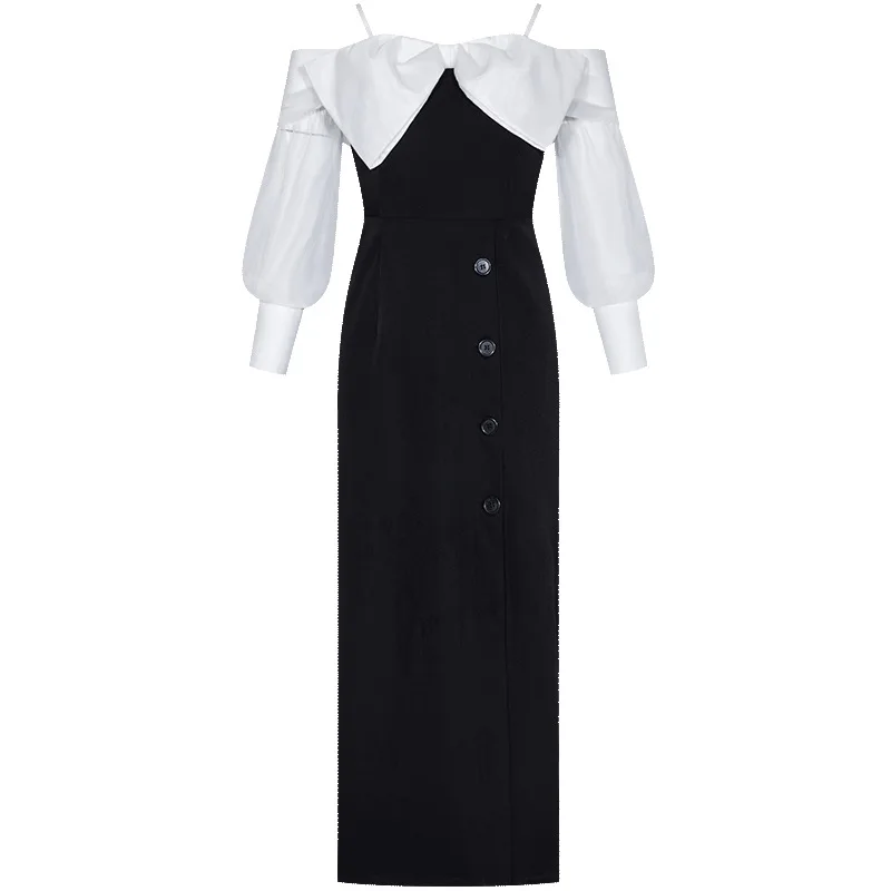 HUAYIMENGYI Elegant Black Dress Slash Neck Party Maxi Dress Single Breasted Split Leg Bowknot Long Sleeve Sexy Chic Long Dresses
HUAYIMENGYI Elegant Black Dress Slash Neck Party Maxi Dress Single Breasted Split Leg Bowknot Long Sleeve Sexy Chic Long Dresses