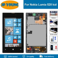 Écran tactile LCD de remplacement avec châssis, 4.0 pouces, pour Nokia Lumia 520, Original=