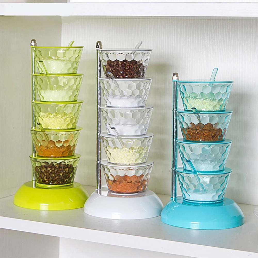 4/5 Layers Rotary Seasoning Box Spice Rack Salt Bottle Salt and Pepper Shakers Set Seasoning Storage Jars Kitchen Accessories
4/5 Layers Rotary Seasoning Box Spice Rack Salt Bottle Salt and Pepper Shakers Set Seasoning Storage Jars Kitchen Accessories
