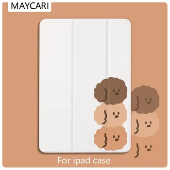 

Ipad2 3 4 White Leather PU Hard Back Case Cute Dog And Girl Cover Protective For 2020 iPad Pro 11 12.9 10.5 7.9inch Mini 1 2 3 5