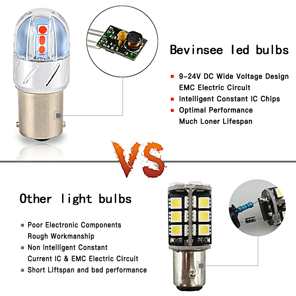 Car Brake Light Reverse Parking Tail Fog Lamp Auto light Bulb 1156 1157 3156 3157 7440 7443 2x Bulbs For Ford Bronco Custom 500