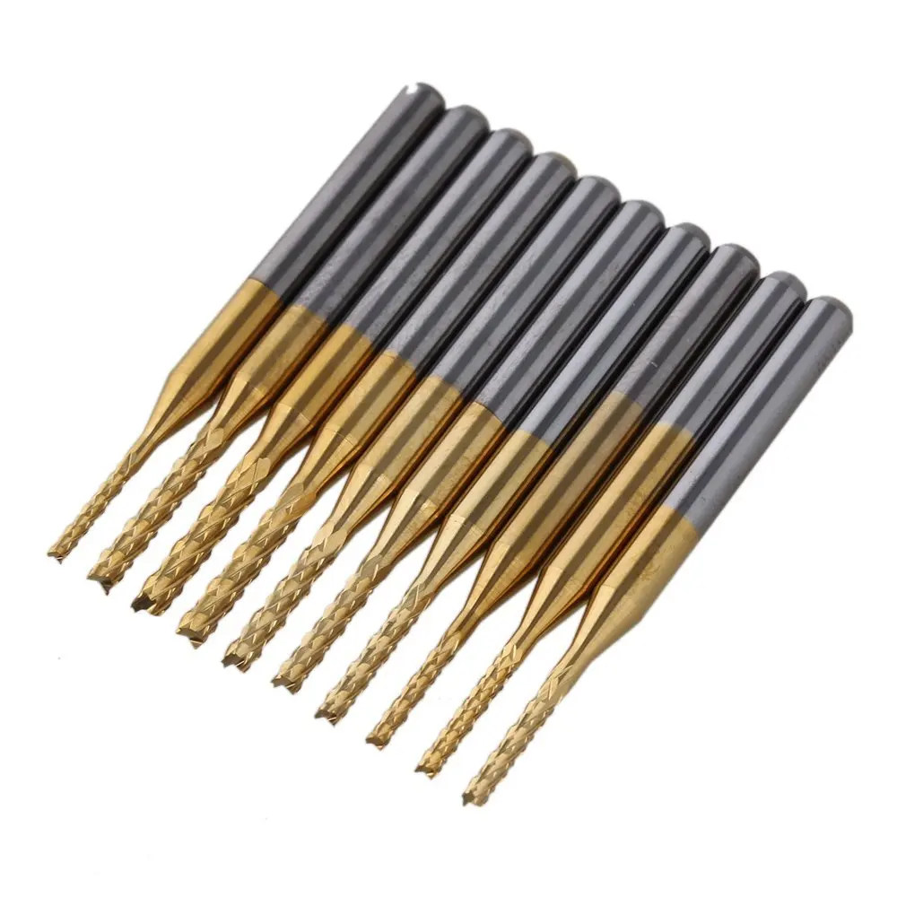 1.1-2.0mm Corn Teeth TiN Coated Carbide Milling Cutter Router Drill Set of 10 | Инструменты
