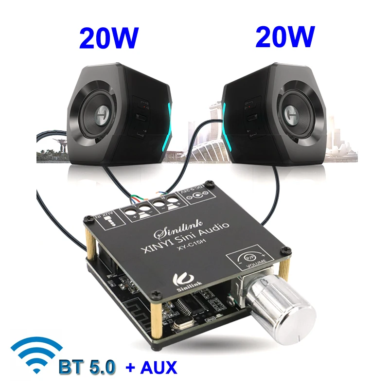 Фото Усилитель мощности 2*20 Вт класс D Bluetooth-совместимость аудио 10-200 Hi-Fi беспроводная