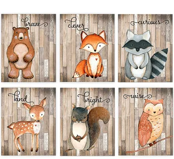 Cartoon Animal Canvas Painting Inspirational Retro Raccoon Fox Children's Room Canvas Painting Wall Decorations Bed Room
Cartoon Animal Canvas Painting Inspirational Retro Raccoon Fox Children's Room Canvas Painting Wall Decorations Bed Room
