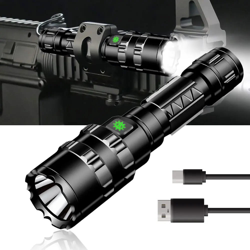 LED Tactical Flashlight Ultra Bright USB Rechargeable Waterproof IPX4 Scout Light Torch 5 Modes Camping Flashlight 18650 Battery
LED Tactical Flashlight Ultra Bright USB Rechargeable Waterproof IPX4 Scout Light Torch 5 Modes Camping Flashlight 18650 Battery