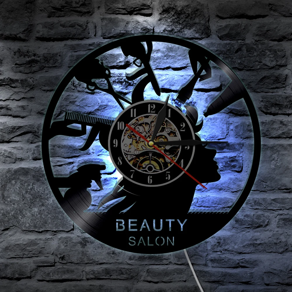 Салон красоты магазин Декор макияж настенные часы изготовленные из винила