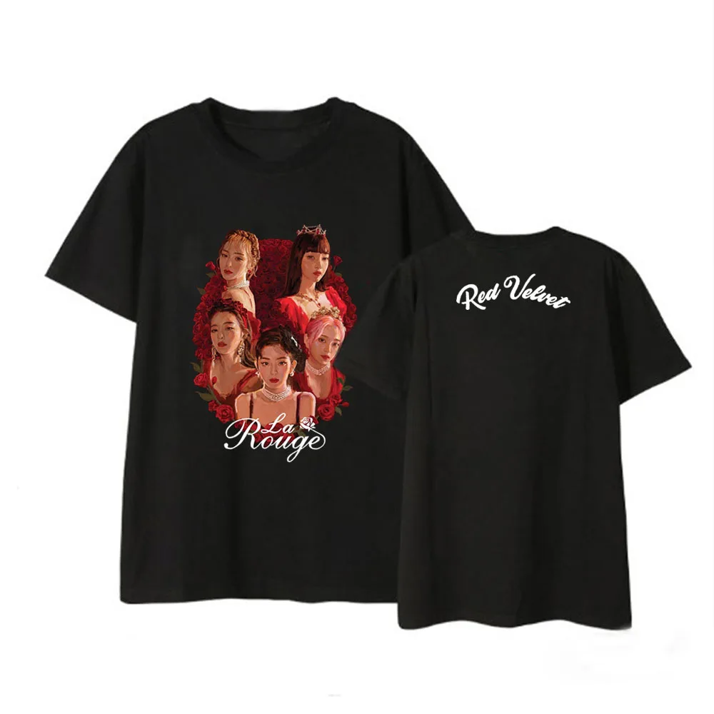 Новинка Kpop красные бархатные летние футболки с принтом для концерта