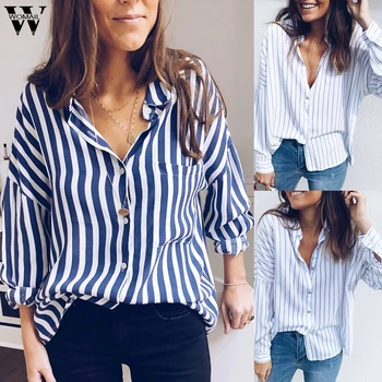 Womail Blouse Women Autumn Striped Office Shirt 2019 Fashion Long Sleeve Shirt Chiffon Blusas Ladies Loose Casual blusa feminina
Womail Blouse Women Autumn Striped Office Shirt 2019 Fashion Long Sleeve Shirt Chiffon Blusas Ladies Loose Casual blusa feminina
