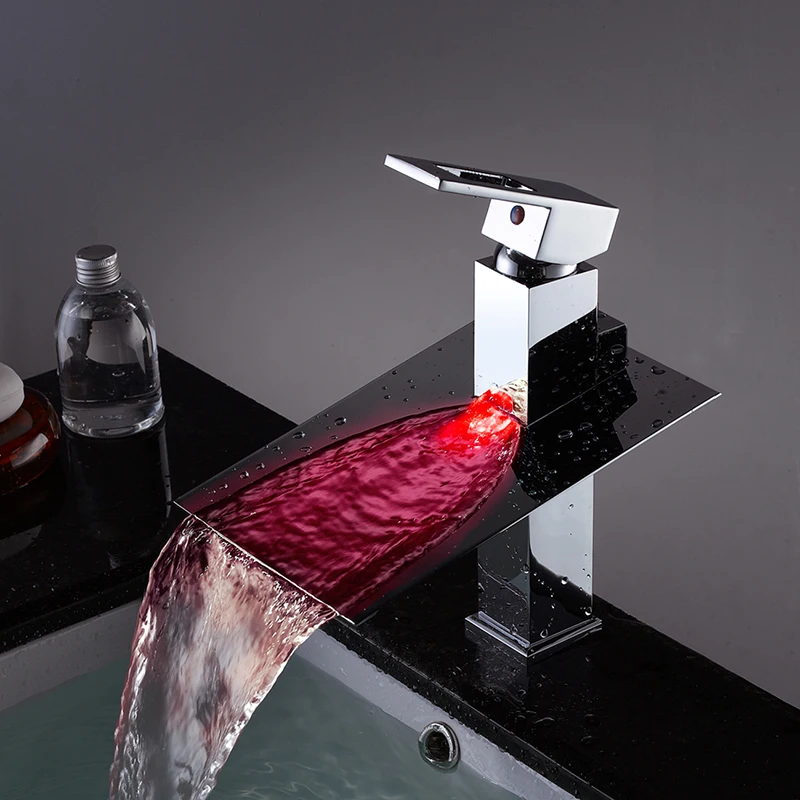 Bathroom Basin Led Faucet Water Powered Led Waterfall Faucet 3 Colors Changed by Water Temperature Basin Sink Mixer Tap
Bathroom Basin Led Faucet Water Powered Led Waterfall Faucet 3 Colors Changed by Water Temperature Basin Sink Mixer Tap