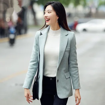 Women's jacket 2019 autumn and winter new casual fashion slim slimming single-breasted small suit women's clothing 
Women's jacket 2019 autumn and winter new casual fashion slim slimming single-breasted small suit women's clothing