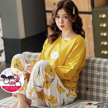 Yellow Pajamas For Women Spring and Autumn Long Sleeve Sleepwear Women Cotton Loose Big Size Pijamas Flower Pattern Sleep Tops
Yellow Pajamas For Women Spring and Autumn Long Sleeve Sleepwear Women Cotton Loose Big Size Pijamas Flower Pattern Sleep Tops