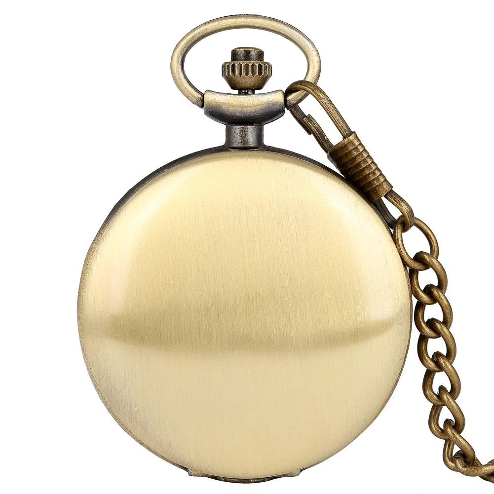 

Bronze Smooth Pocket Watch Men Big White Dial with Arabic Numerals Female Clock Premium Rough Chain Necklace reloj de bolsillo