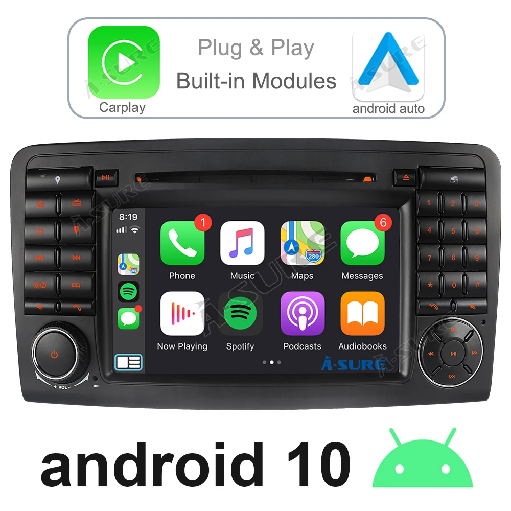 A Sure 2 Din Android 10 автомобильное радио эксклюзивный CarPlay и Авто GPS Стерео DVD Navi для Mercedes