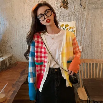 Knitted Cardigan Sweater For Women 2019 New Spring Autumn Female Colorful Slim Shawl Plaid Sweet Kawaii Korean Clothing
Knitted Cardigan Sweater For Women 2019 New Spring Autumn Female Colorful Slim Shawl Plaid Sweet Kawaii Korean Clothing