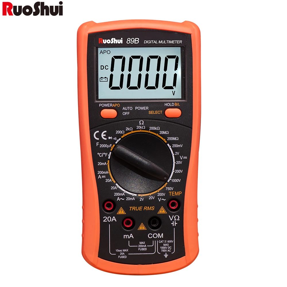 RuoShui 89B мультиметр True RMS Интеллектуальная защита от перегрузки 2000 отсчетов