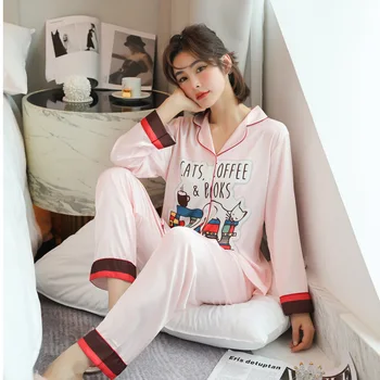 Autumn New Print Cute Cartoon Cat 2PCS Pajamas Sets Sexy Full Sleeve Faux Silk Women Pyjamas Suit Sleepwear Underwear Nightwear
Autumn New Print Cute Cartoon Cat 2PCS Pajamas Sets Sexy Full Sleeve Faux Silk Women Pyjamas Suit Sleepwear Underwear Nightwear