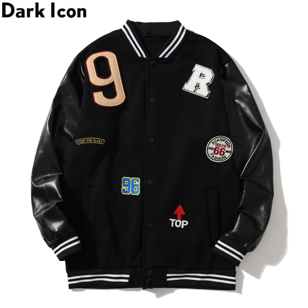 Dark Icon Embroidery Leather Patchwork Baseball Jacket Men Autumn Streetwear Men's Jackets
Dark Icon Embroidery Leather Patchwork Baseball Jacket Men Autumn Streetwear Men's Jackets