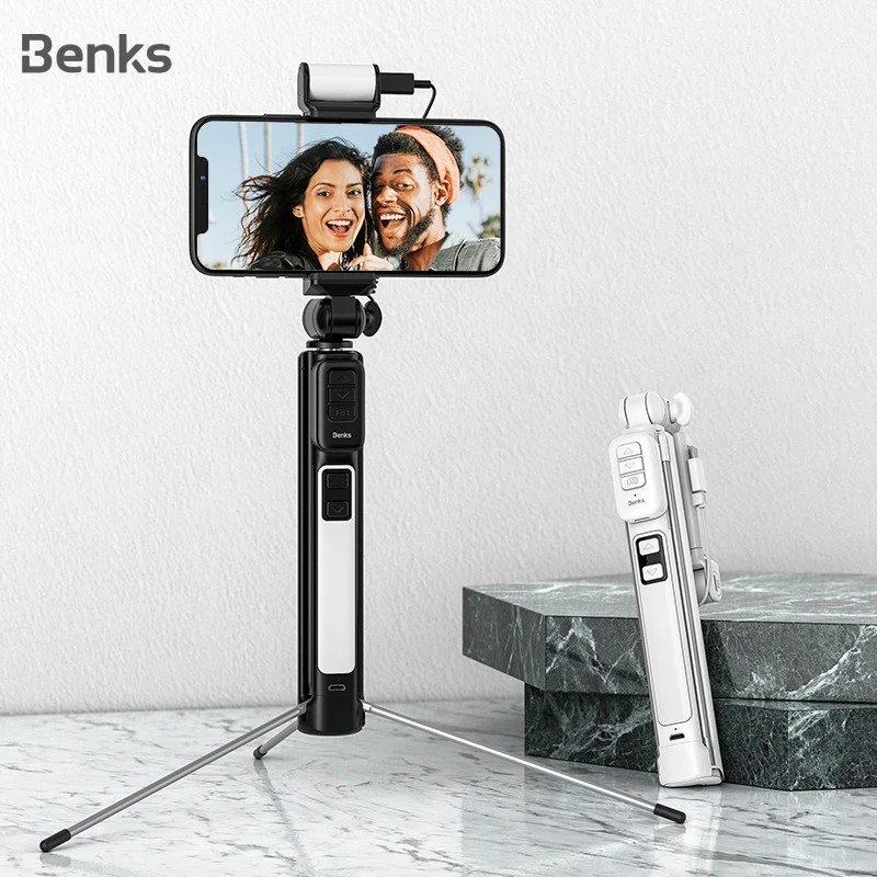 Benks Retractable Bluetooth Selfie Stick Tripod Folding Stick With Shutter Button Remote Control Universal For iPhone 11 Xiaomi 
Benks Retractable Bluetooth Selfie Stick Tripod Folding Stick With Shutter Button Remote Control Universal For iPhone 11 Xiaomi