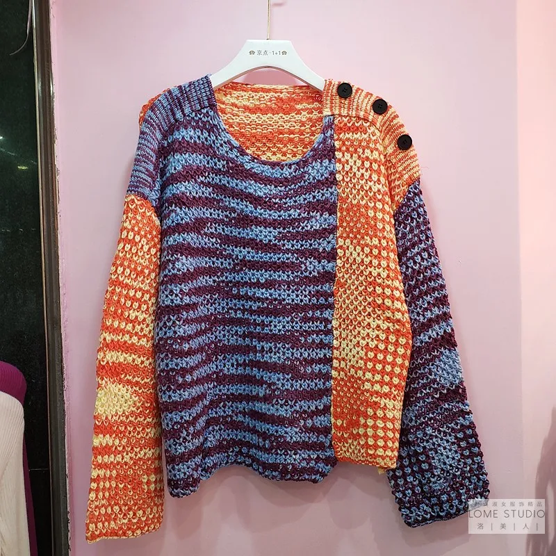 Fashion Women's Sweater 2020 Autumn New Color Matching Pullover Knitwear Loose Lazy Wind Pullovers Jumper Girls Students Pull
Fashion Women's Sweater 2020 Autumn New Color Matching Pullover Knitwear Loose Lazy Wind Pullovers Jumper Girls Students Pull
