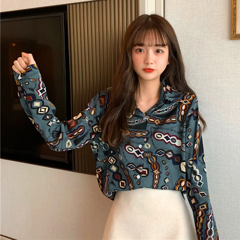 2020 New Women Vintage Print Shirt Spring Autumn Loose Blouse Female Long Sleeve Turn-down Collar Shirts
2020 New Women Vintage Print Shirt Spring Autumn Loose Blouse Female Long Sleeve Turn-down Collar Shirts