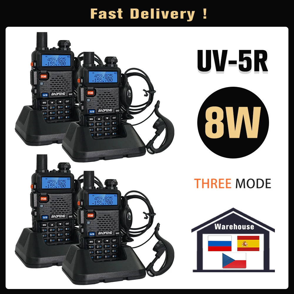 Original Baofeng UV 5R Walkie Talkie Real 8 Watts UV-5R Dual Band UHF VHF Fast Deliver from Spain Russia One Year Warranty 
Original Baofeng UV 5R Walkie Talkie Real 8 Watts UV-5R Dual Band UHF VHF Fast Deliver from Spain Russia One Year Warranty