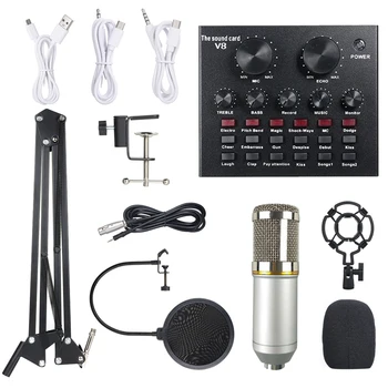 Multifunctional Live Sound Card & BM800 Suspension Microphone Kit Adjustable Audio Mixer Sound Card for Broadcasting Recording
Multifunctional Live Sound Card & BM800 Suspension Microphone Kit Adjustable Audio Mixer Sound Card for Broadcasting Recording
