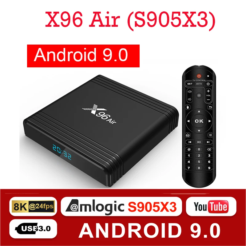 

X96 Air Amlogic S905X3 mini Android 9.0 TV BOX 4GB 64GB 32GB wifi 4K 8K 24fps Netflix X96Air 2GB 16GB Set Top Box