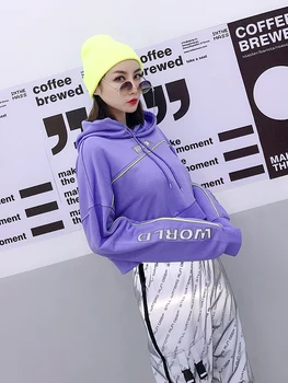 PADEGAO Reflective Tops 2020 Spring Letters Print Sweatshirts & Pullovers Casual Women's Clothing Purple Short Sweatshirt BJ910 
PADEGAO Reflective Tops 2020 Spring Letters Print Sweatshirts & Pullovers Casual Women's Clothing Purple Short Sweatshirt BJ910