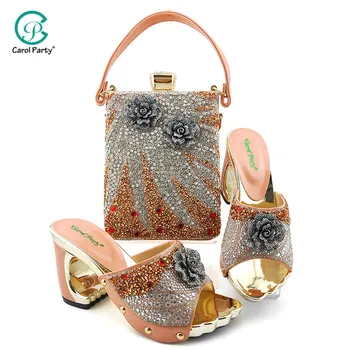 Peach High Quality Woman Luxury Crystal Shoes And Purse Set For Party African Rhinestone High Heels Wedding Shoes And Bag Set
Peach High Quality Woman Luxury Crystal Shoes And Purse Set For Party African Rhinestone High Heels Wedding Shoes And Bag Set