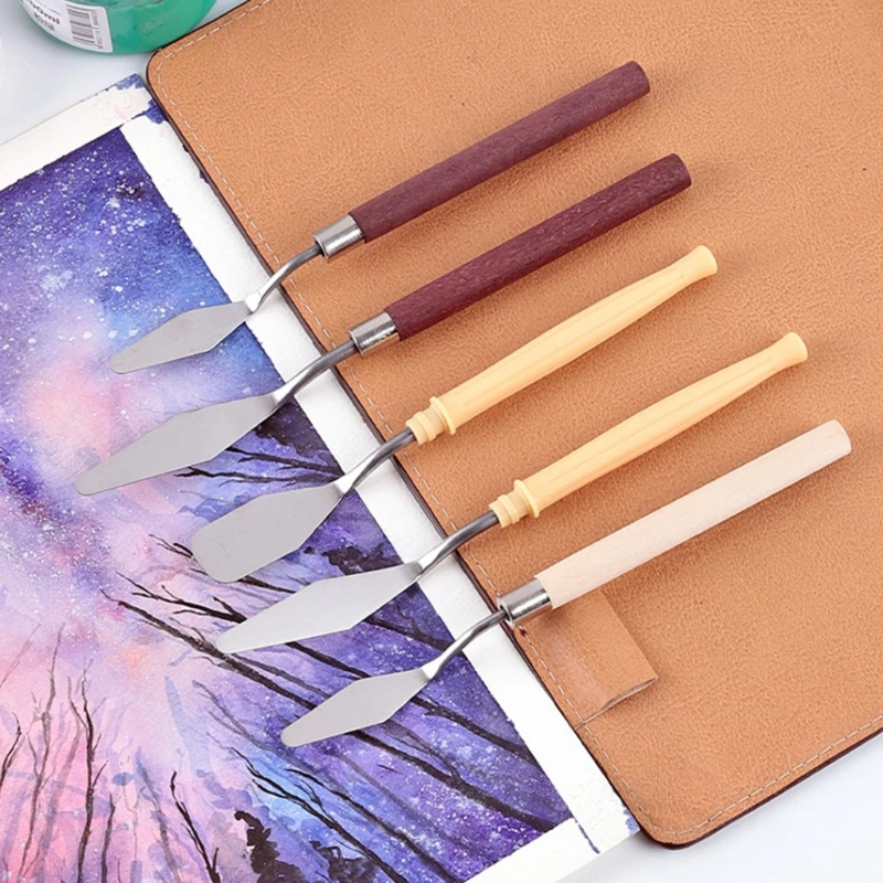 Generic Y8AC 7 Pcs Metal Palette Knives Set Stainless Steel Spatula