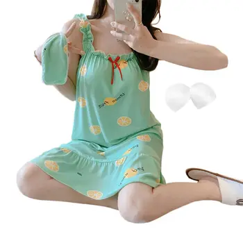 Women Summer Sleeveless Loose Nightdress Ruffles Ribbon Bowknot Knee Length Nightgown Lovely Strawberry Floral Print Loungewear
Women Summer Sleeveless Loose Nightdress Ruffles Ribbon Bowknot Knee Length Nightgown Lovely Strawberry Floral Print Loungewear