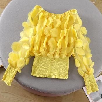 New Sexy Off The Shoulder Blouse Women Slim Long Sleeved Perspective Screen Chiffon Shirt Spring Summer Short Tops 
New Sexy Off The Shoulder Blouse Women Slim Long Sleeved Perspective Screen Chiffon Shirt Spring Summer Short Tops