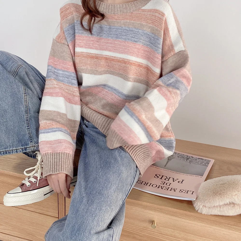 2020 Winter Women's New Oversize Casual Shirt Bottoming OL Commute Stripe Sweater
2020 Winter Women's New Oversize Casual Shirt Bottoming OL Commute Stripe Sweater