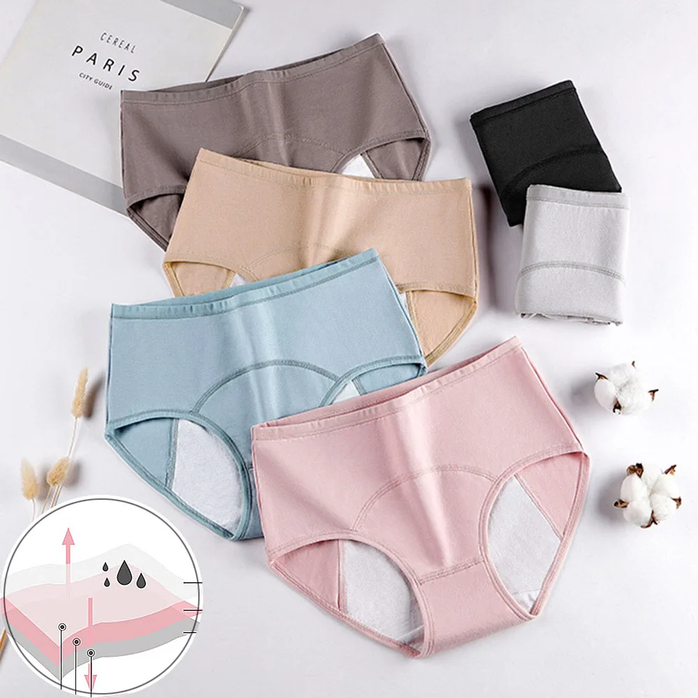 

3 pieces/lot Period panties Cotton menstruation underwear women plus size briefs leakproof menstrual physiological underpants