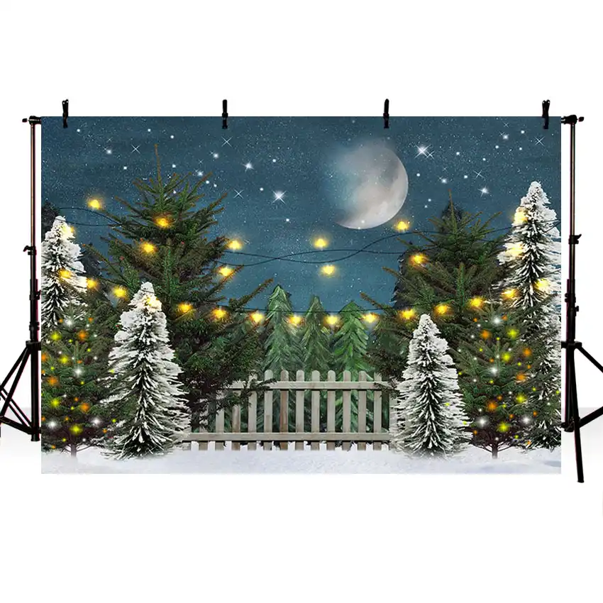 background winter snowflake christmas tree moon flashing lights