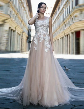 Ruby Bridal A-line Champagne Wedding Dresses Tulle With Lace Scoop robes de mariée Two Straps Low Back vestidos de noiva
Ruby Bridal A-line Champagne Wedding Dresses Tulle With Lace Scoop robes de mariée Two Straps Low Back vestidos de noiva