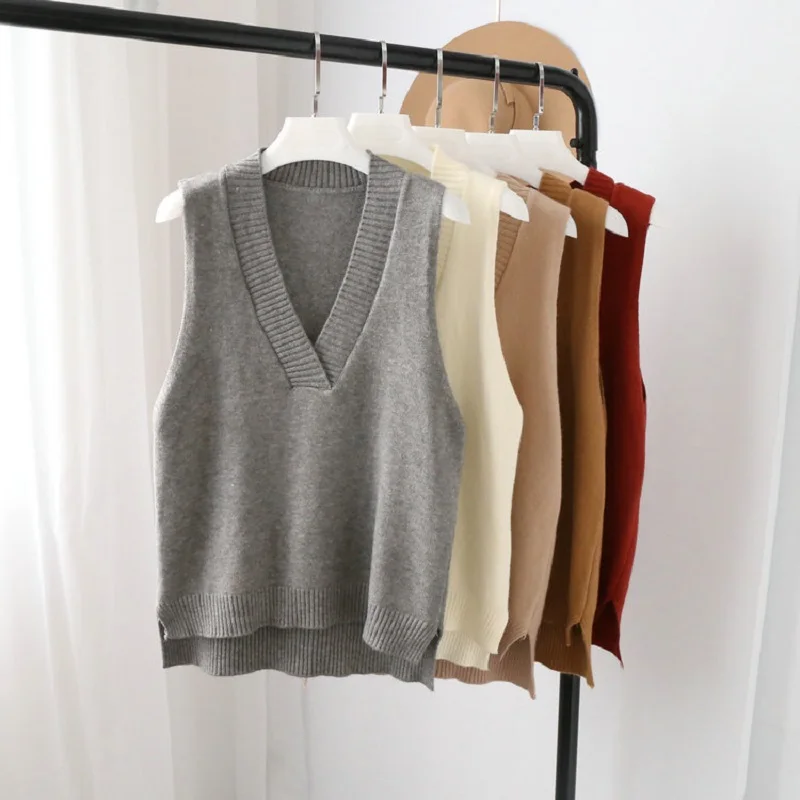 2020 Women Sweater Spring Autumn Wool Vest Sleeveless V-Neck Knitted Sweater Sections Pullover Vest Female Jumper pull femme Top
2020 Women Sweater Spring Autumn Wool Vest Sleeveless V-Neck Knitted Sweater Sections Pullover Vest Female Jumper pull femme Top