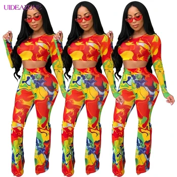 UIDEAZONE Women Casual Sportswear Digital Printed Tracksuit Sexy long-sleeved Crop Shirt +Wide Leg Pants Suit Fashion Femme Sets 
UIDEAZONE Women Casual Sportswear Digital Printed Tracksuit Sexy long-sleeved Crop Shirt +Wide Leg Pants Suit Fashion Femme Sets