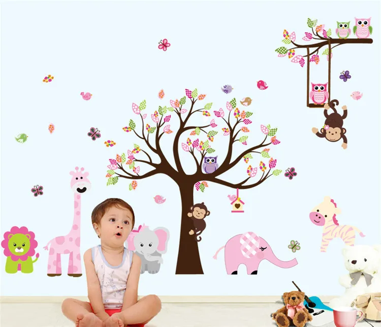 Latest Cartoon Animals Zoo Owl Butterfly Monkey Wall Stickers For Kids Room Home Decor Colorful Tree Decal Stick On Wall
Latest Cartoon Animals Zoo Owl Butterfly Monkey Wall Stickers For Kids Room Home Decor Colorful Tree Decal Stick On Wall