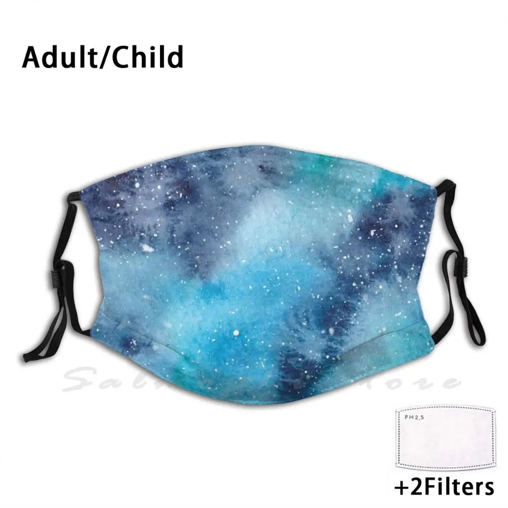 

Watercolor Galaxy Funny Print Reusable Pm2.5 Filter Face Mask Watercolor Galaxy Stars Heavens Sky Night Sky Space Universe