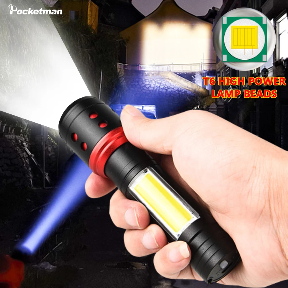 Powerful COB LED Flashlight USB Rechargeable Torch Zoomable Flashlight T6 LED Torch with Built-in Battery Waterproof Torch
Powerful COB LED Flashlight USB Rechargeable Torch Zoomable Flashlight T6 LED Torch with Built-in Battery Waterproof Torch