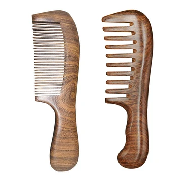 2Pcs Salon Anti-Static Long and Wide Tooth Household Natural Sandalwood Comb Massage Hairdressing Tool 
2Pcs Salon Anti-Static Long and Wide Tooth Household Natural Sandalwood Comb Massage Hairdressing Tool